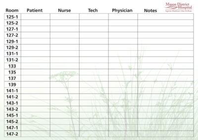 Patient Communication Marker Boards - Mason District Hospital Med Surg Unit