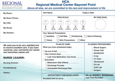 Patient Communication Marker Boards - Regional Medical Bayonet Point